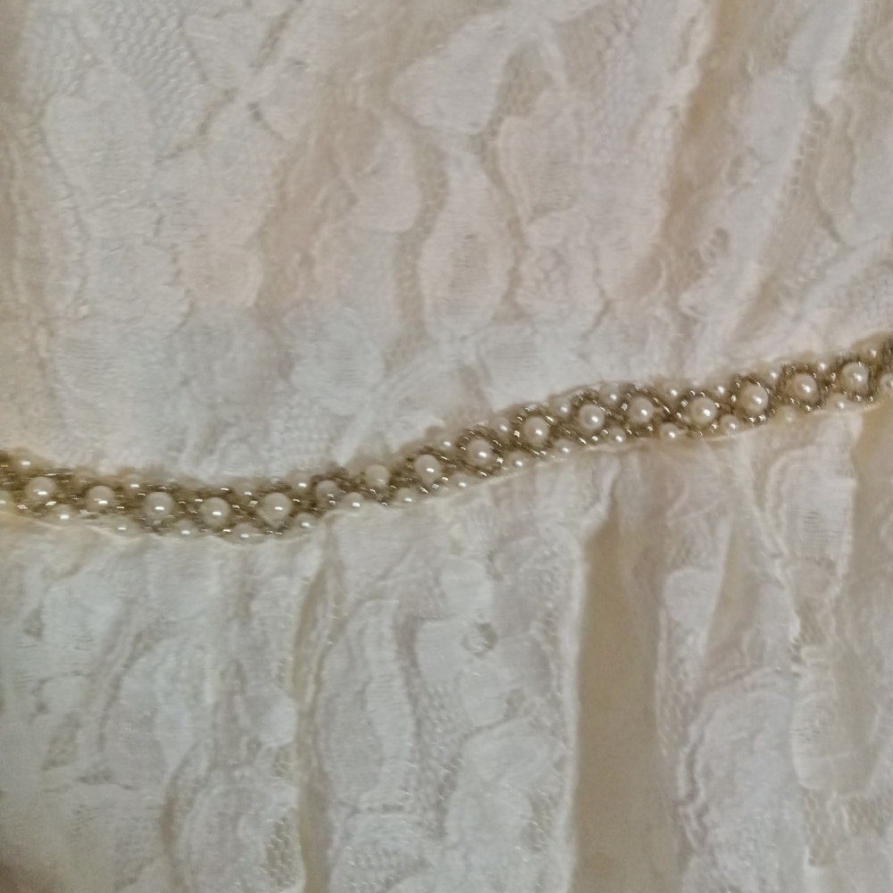 Sister Jane Sofia Lace Midi Dress Ivory Pearl Trim Size 6 - Picture 6 of 16